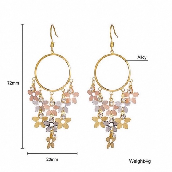 2/$20! Gold/Silver w/Crystals Flower Earrings - Picture 7 of 9